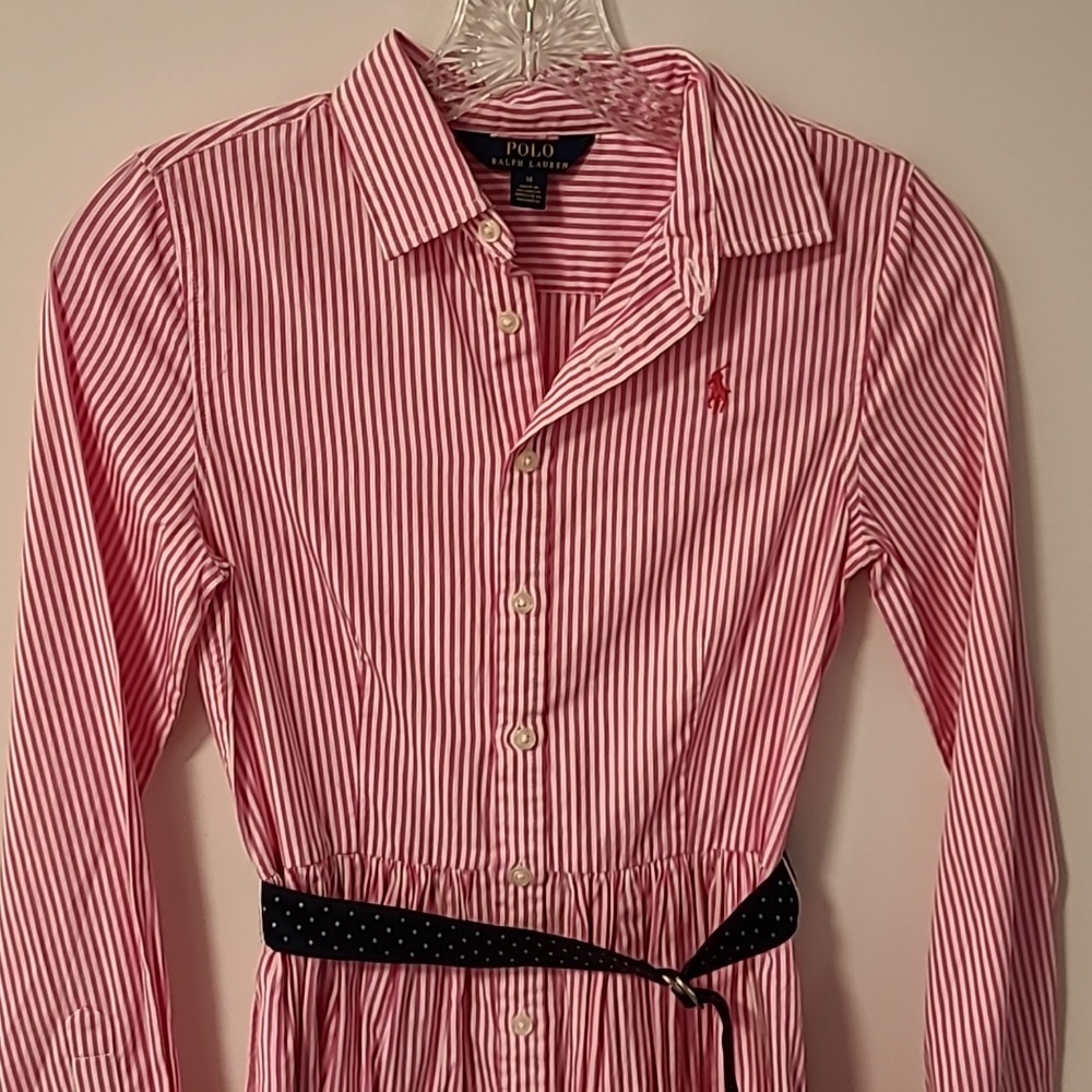Girls Polo Ralph Lauren button dress with belt